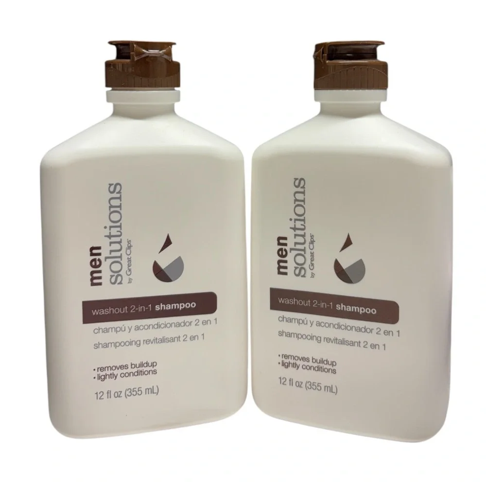 (2) Great Clips Men Solutions Washout 2 in 1 Shampoo Removes Buildup 12 fl oz